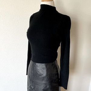 VINTAGE “Morgan Taylor” Black leather skirt | Size 8